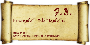Franyó Mátyás névjegykártya